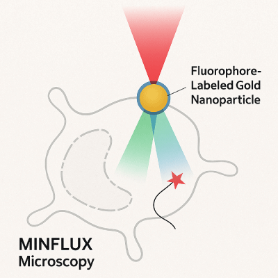 Gold nanoparticles in use with Miniflux Microscopy A visual representation of Nanopartz fluorophore-labeled gold nanoparticles in use with Miniflux Microscopy